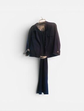 Talbots Navy Two-Piece Midi Sleeveless Dress and Jacket Set